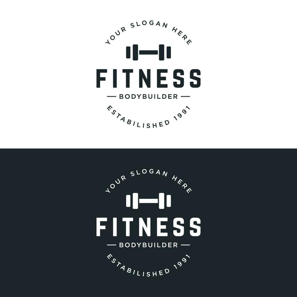 retro Jahrgang Fitnessstudio Sport Bodybuilding Vorlage Logo design.logo zum Geschäft , Fitness , Etikette ,Abzeichen und Fitnessstudio Center. vektor