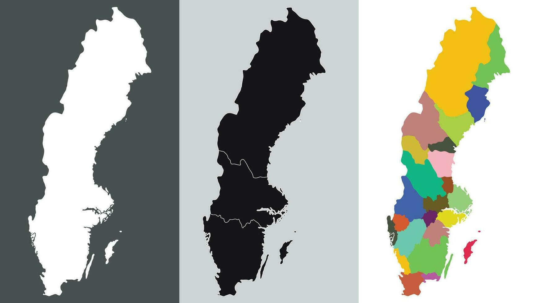 Sverige Karta. Karta av Sverige i uppsättning vektor