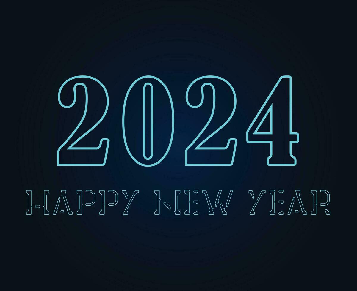 Lycklig ny år 2024 abstrakt cyan grafisk design vektor logotyp symbol illustration med blå bakgrund