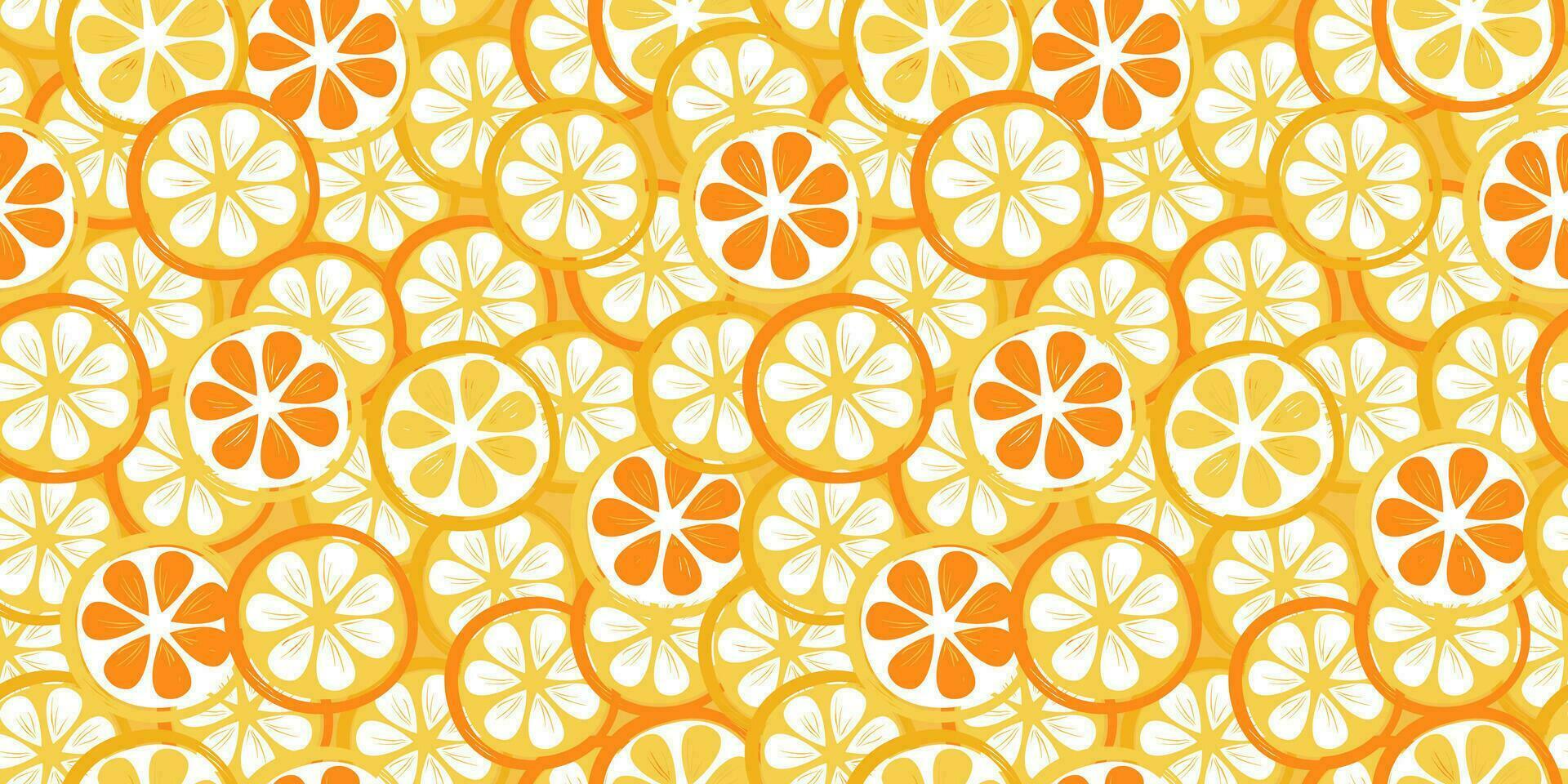 nahtlos Muster mit Schnitt Zitrusfrüchte Früchte. saftig abstrakt Scheiben von Zitrone und orange. Vektor Grafik.