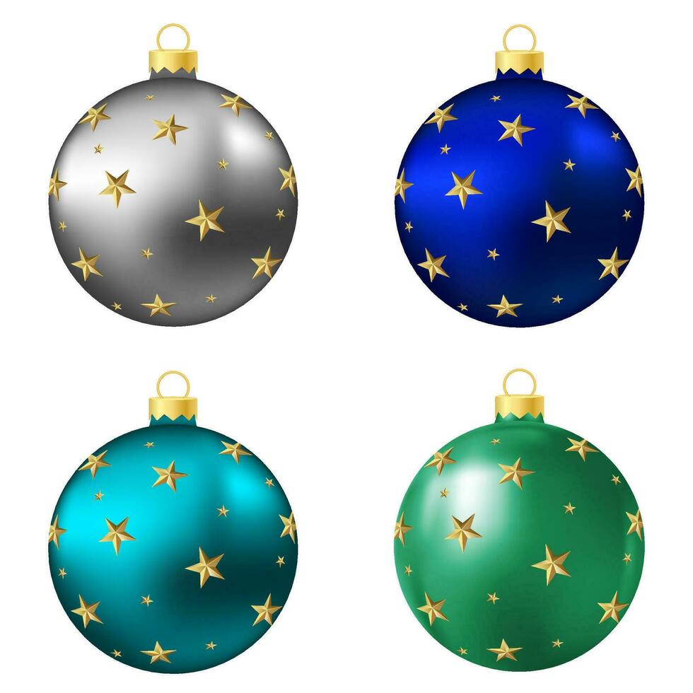 einstellen von grau, Blau, aqua und Grün Weihnachten Baum Spielzeug oder Ball vektor