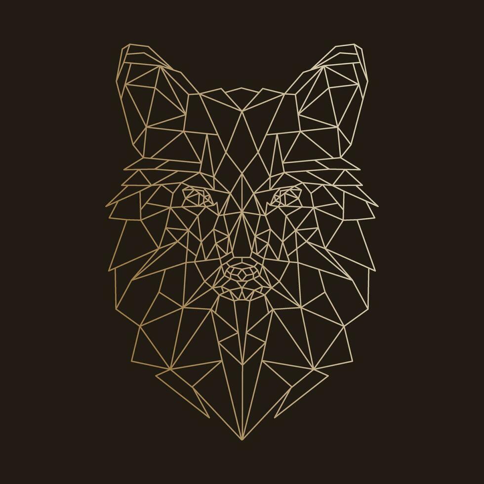 Wolf Kopf, geometrisch polygonal Illustration von das Tier im Farbe. Poster, Logo, Mauer Kunst. Linie Kunst, Vektor