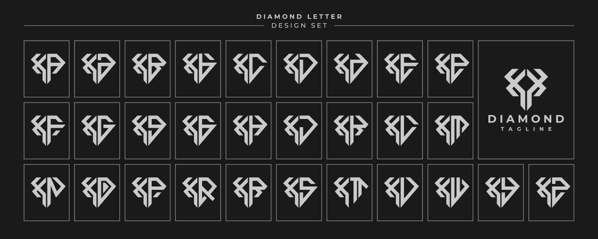 uppsättning av lyx diamant kristall brev x xx logotyp design vektor