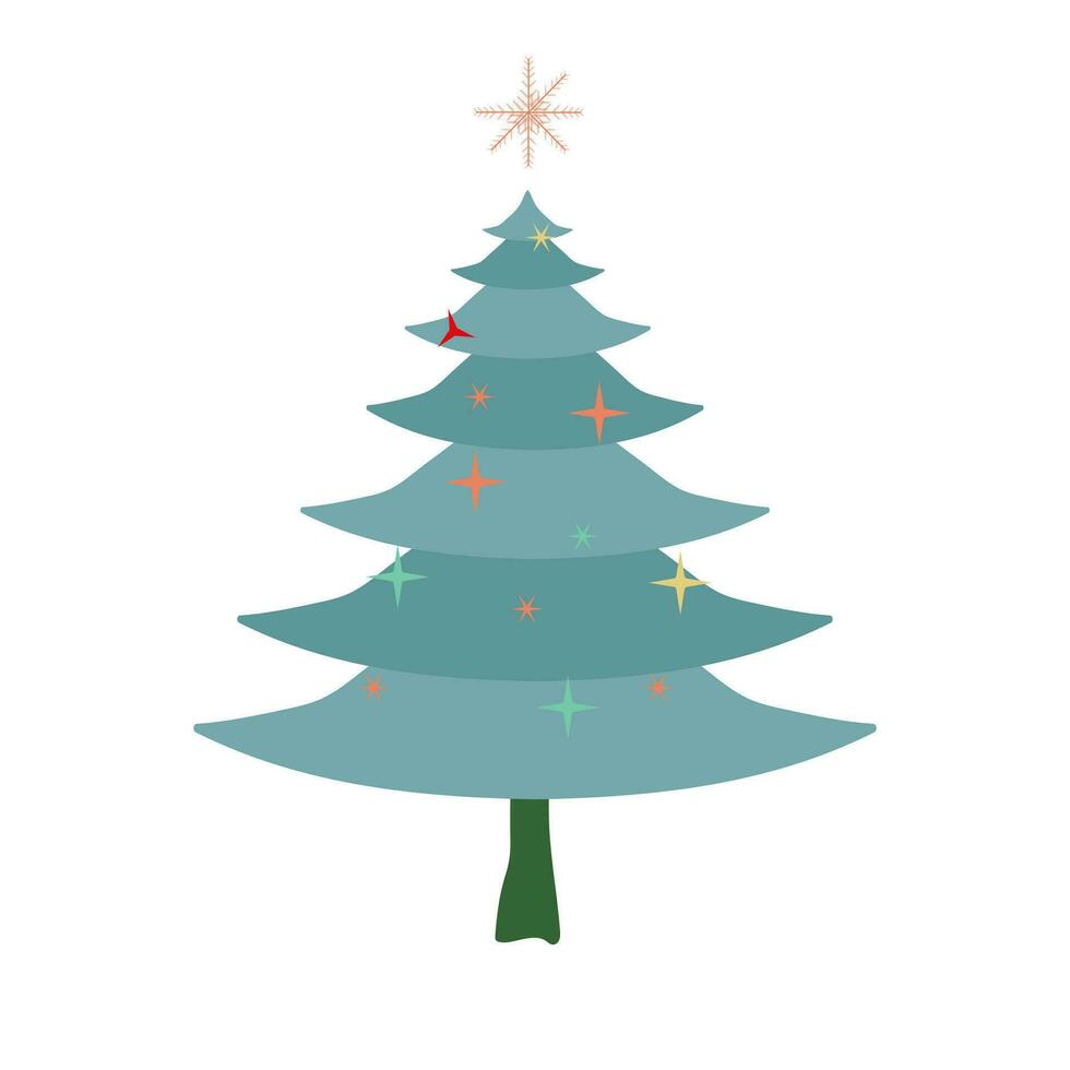 en jul träd. en grön jul träd vektor, illustration på isolerat bakgrund vektor