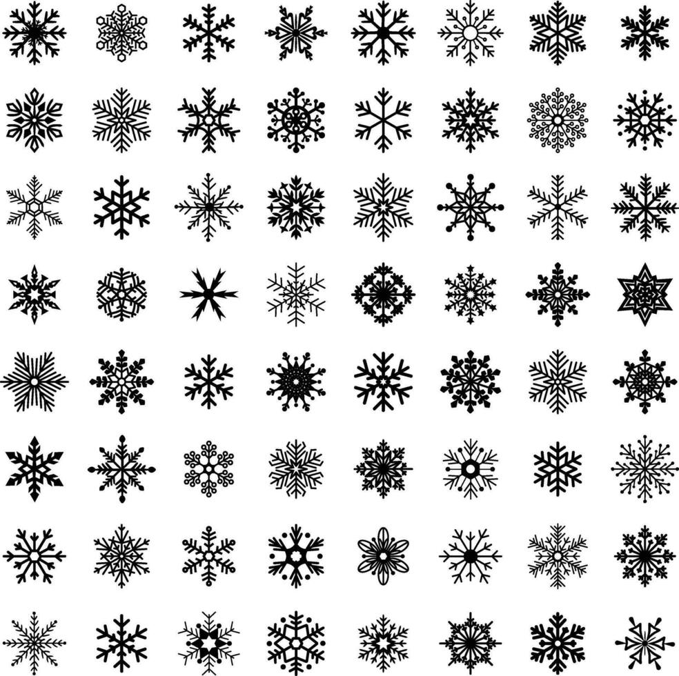 uppsättning av snöflingor ikoner. flaga kristall silhuett samling isolerat på vit backgroud vektor