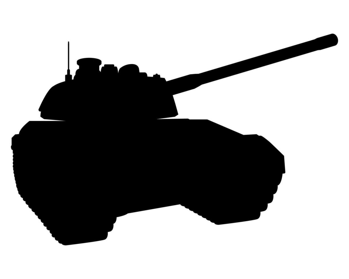 Main Schlacht Panzer schwarz Silhouette. gepanzert Kampf Fahrzeug. Besondere Militär- Transport. vektor