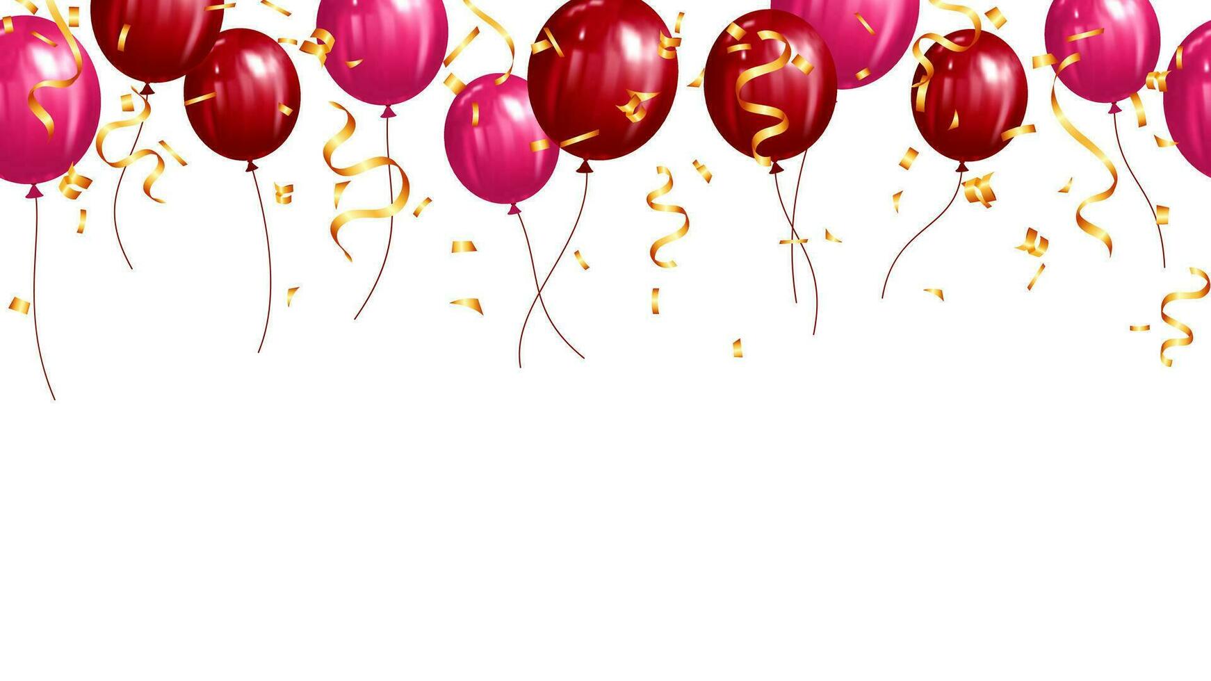 firande baner Semester med röd ballong och konfetti. Lycklig alla hjärtans dag, ny år, jul vektor