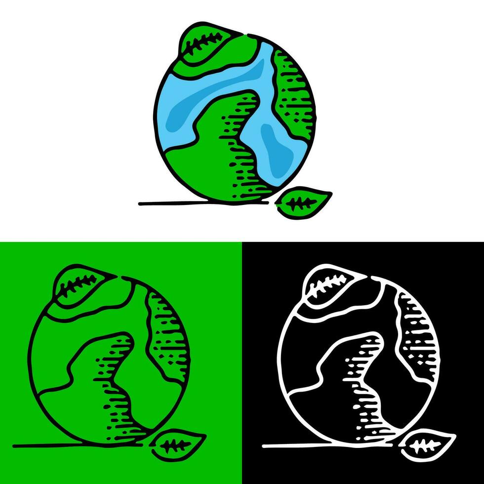 Umwelt Illustration Konzept mit Grün Erde und Blätter welche können Sein benutzt zum Symbol, Logo oder Symbol im eben Design Stil vektor