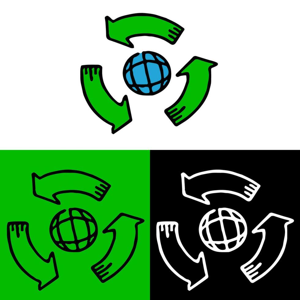 miljö- illustration begrepp med jord och återvinning som kan vara Begagnade för ikoner, logotyper eller symboler i platt design stil vektor