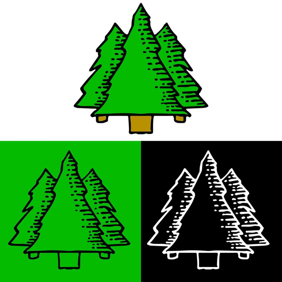Umwelt Illustration Konzept mit drei Kiefer Bäume, welche können Sein benutzt zum Symbole, Logos oder Symbole im eben Design Stil vektor
