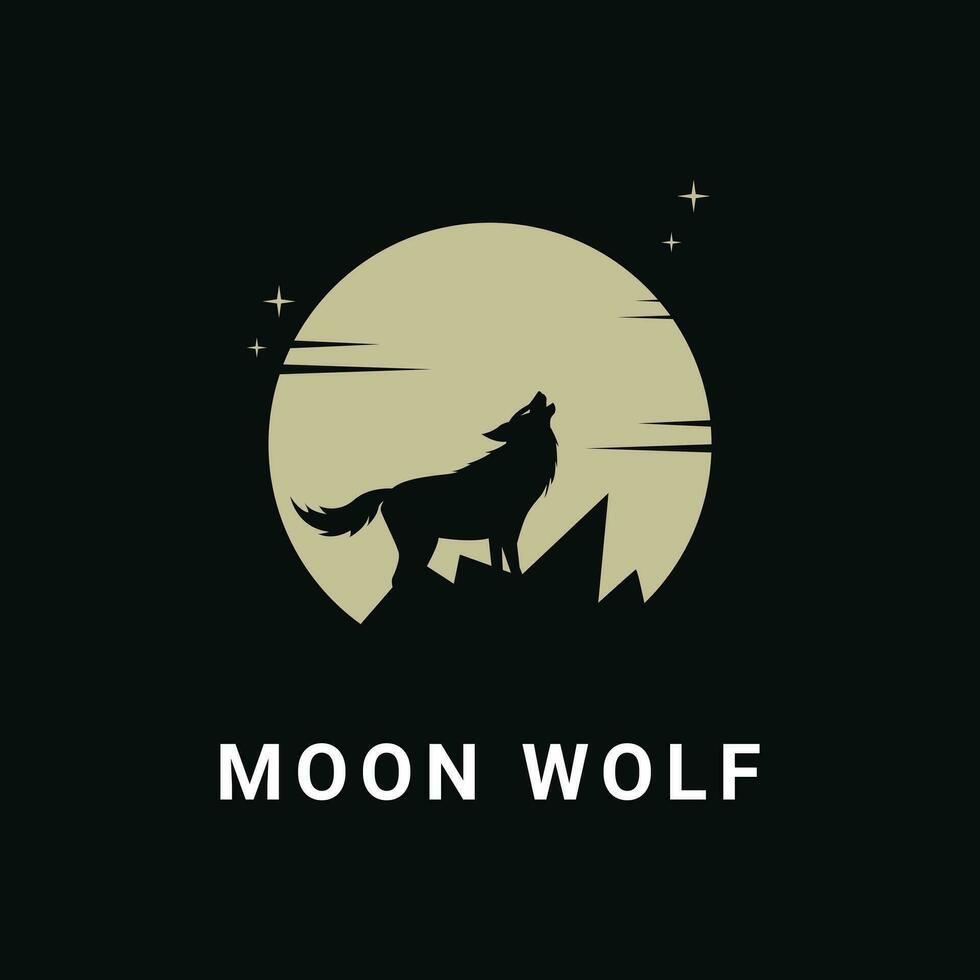 Wolf Heulen beim das Mond Logo Design Ideen vektor