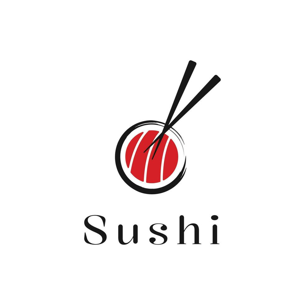 sushi matpinne japansk mat vektor logotyp design begrepp aning