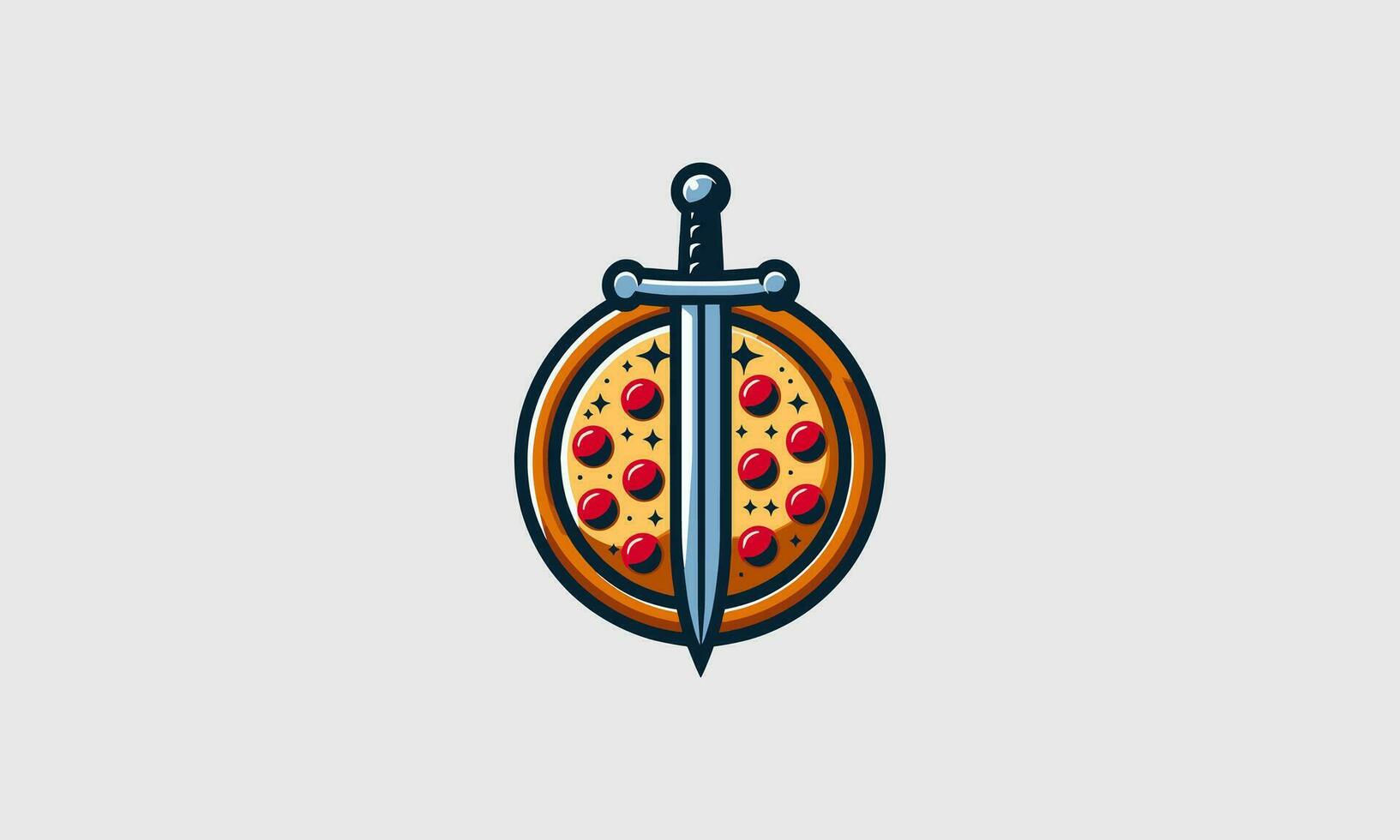 Pizza und Schwert Vektor Illustration Logo Design