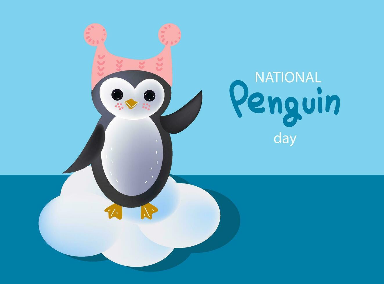 Pinguin Bewusstsein Tag eben Karikatur Hand gezeichnet Vektor Illustration