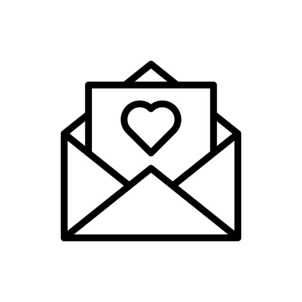 Liebe Brief, Briefumschlag mit Herz Form, Mail Symbol Symbol im Linie Stil Design isoliert auf Weiß Hintergrund. editierbar Schlaganfall. vektor