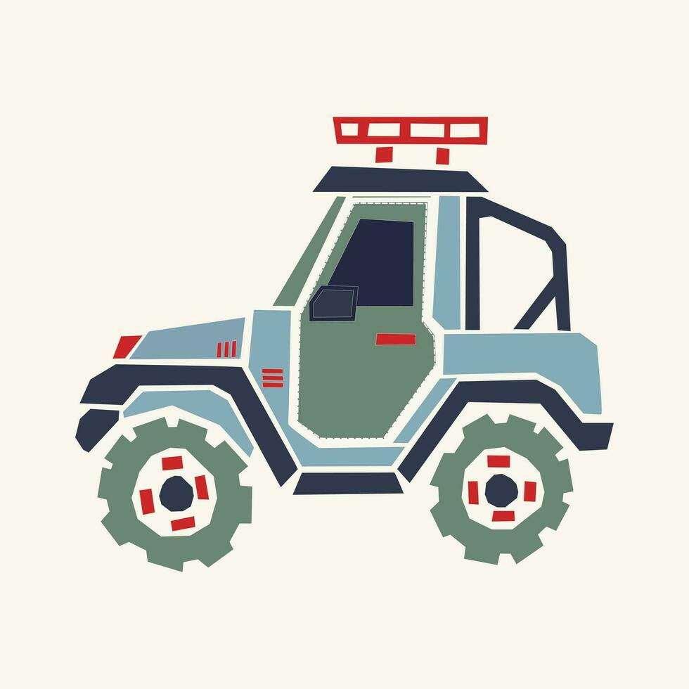 Hand Zeichnung Karikatur Jeep Auto Vektor Illustration isoliert auf aus Weiß Hintergrund