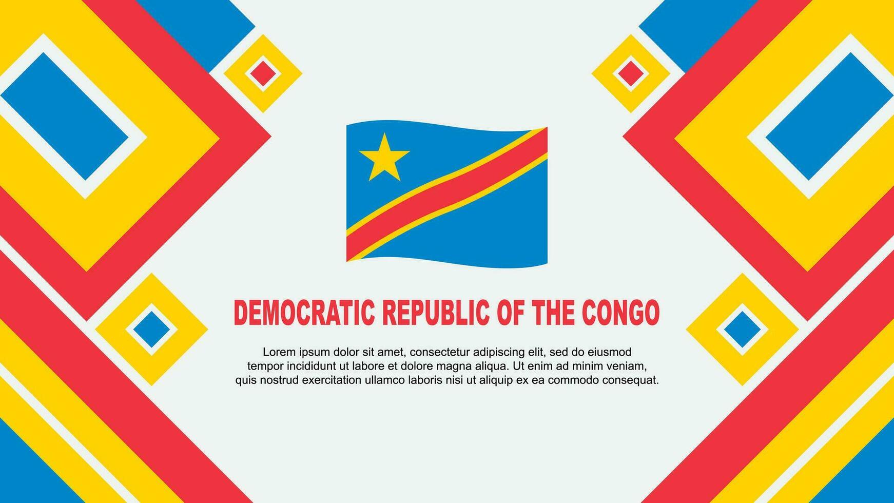 demokratisk republik av de kongo flagga abstrakt bakgrund design mall. demokratisk republik av de kongo oberoende dag baner tapet vektor illustration. tecknad serie