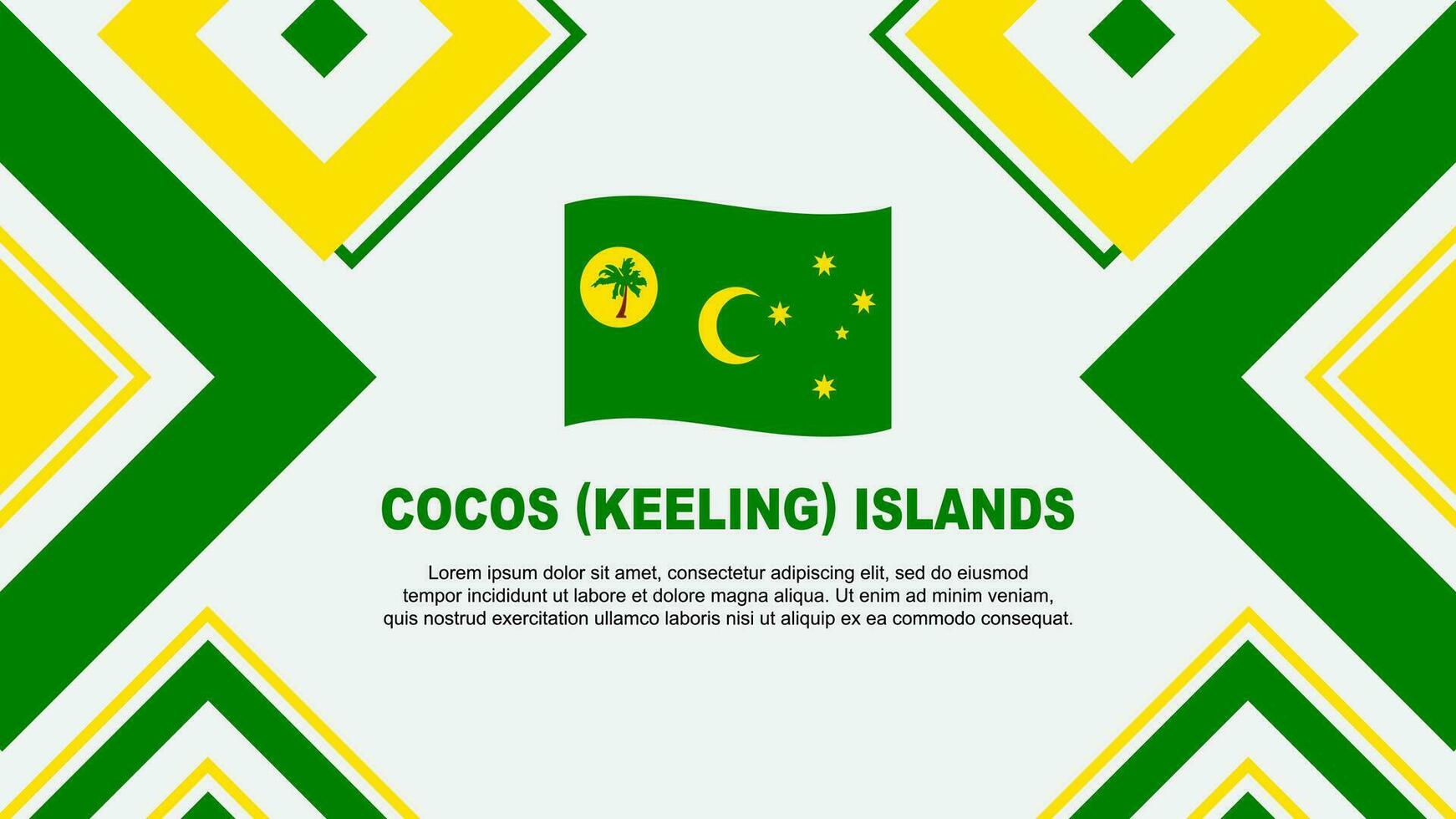 Kokos Inseln Flagge abstrakt Hintergrund Design Vorlage. Kokos Inseln Unabhängigkeit Tag Banner Hintergrund Vektor Illustration. Kokos Inseln Unabhängigkeit Tag