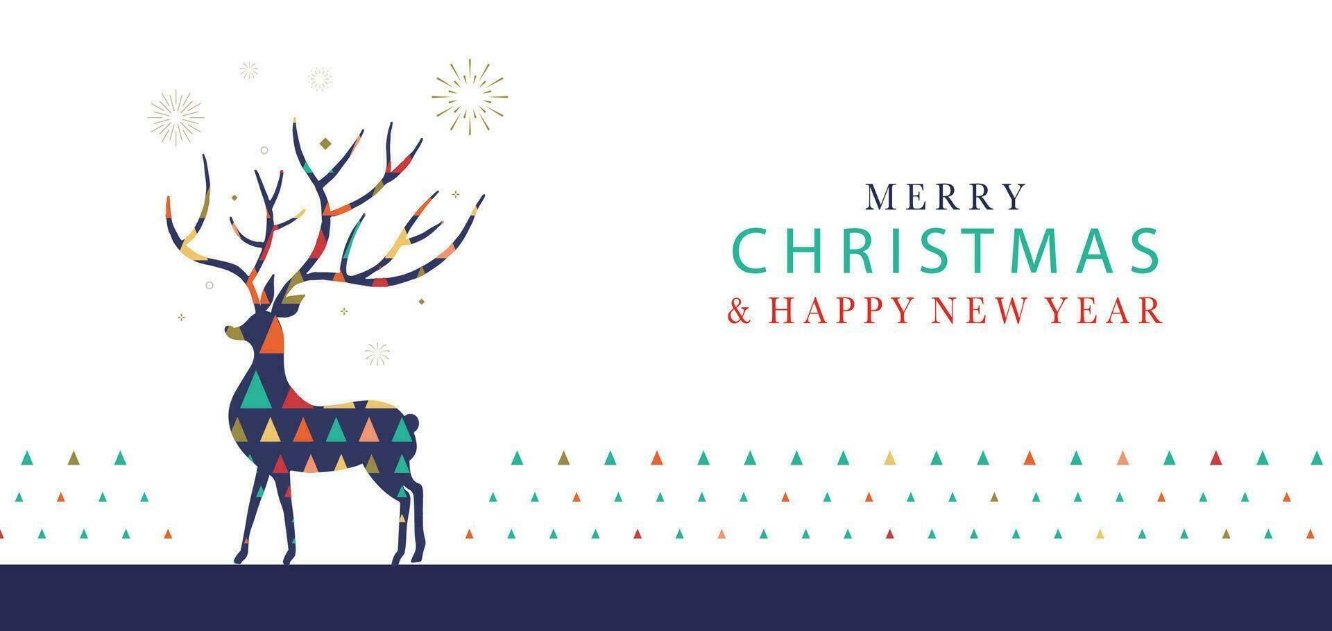 jul geometrisk bakgrund 2024 med jul träd,ren.redigerbar vektor illustration för horisontell vykort