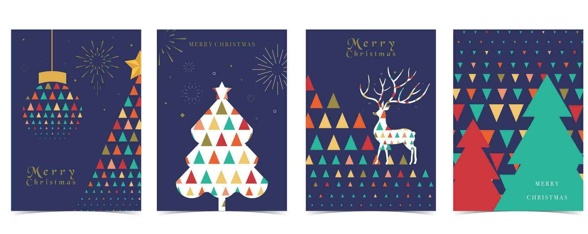 jul geometrisk bakgrund 2024 med jul träd,ren.redigerbar vektor illustration för vykort,a4 storlek