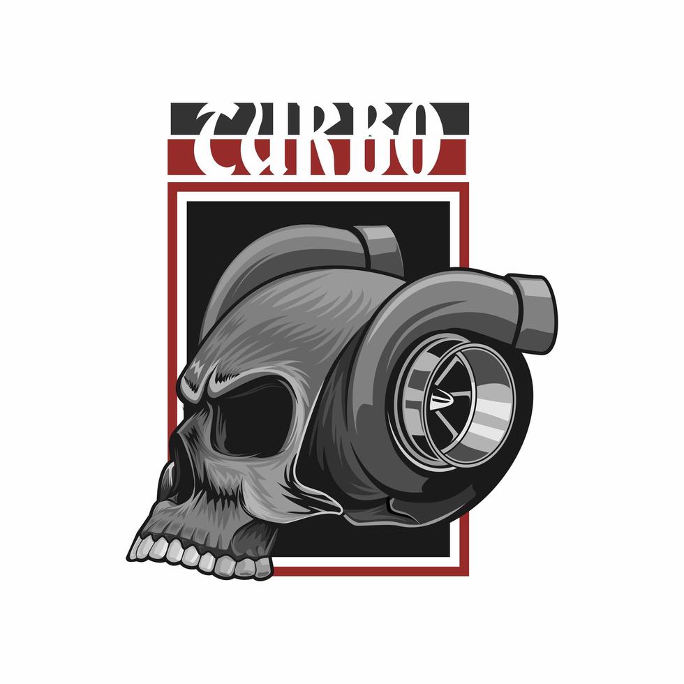 Kopf Turbo Schädel T-Shirt Design vektor