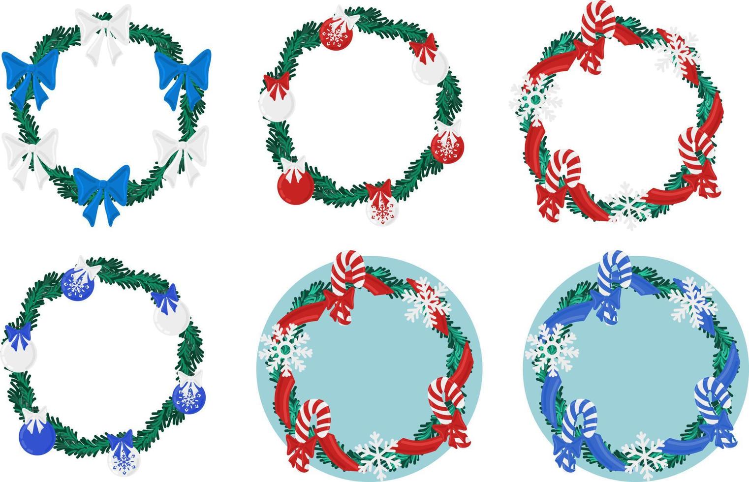 Weihnachtsfeiertag runder Kranzrahmen mit immergrüner Kollektion. Urlaub fördern Plakat- oder Grußkartenelemente vektor