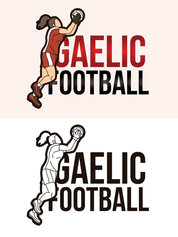 gaelisk fotbollstext med sportspelare vektor