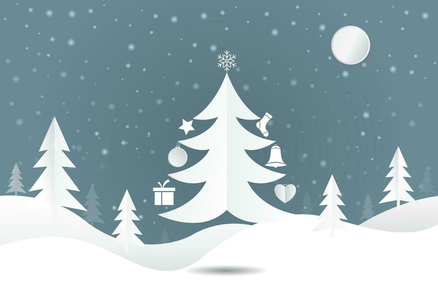 fröhlich Weihnachten Landschaft und glücklich Neu Jahr Gruß Karte Design. Winter Hintergrund Banner vektor