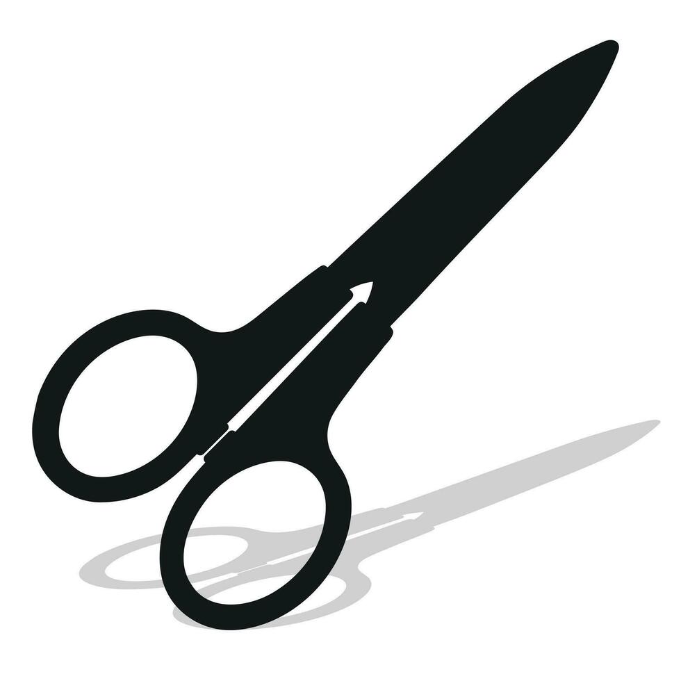 svart silhuett bild av sax. brevpapper, ficka, kök, manikyr, kirurgi, frisörer, skräddare, trädgård, hushåll vektor