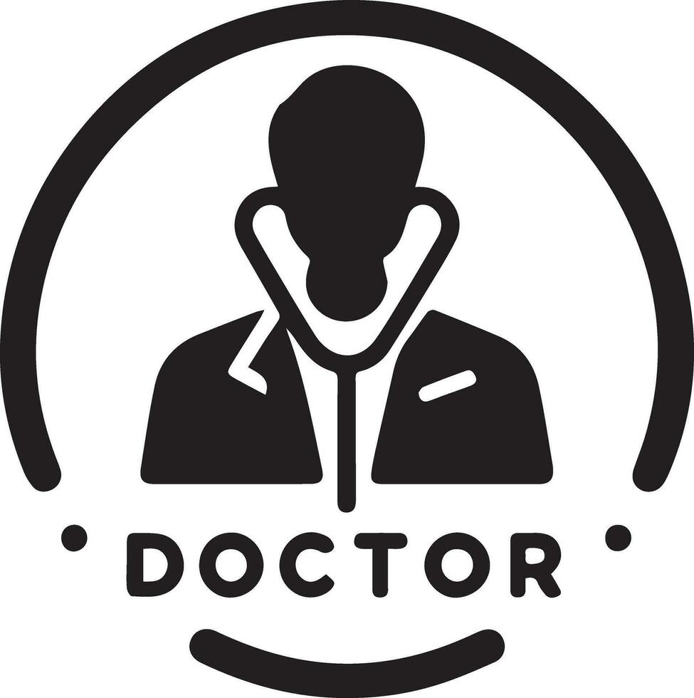 läkare logotyp vektor silhuett, läkare ikon fylla svart Färg 8