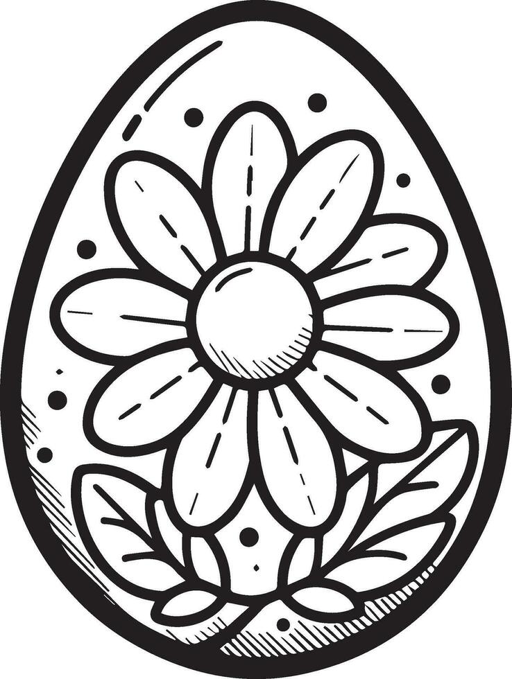 blommig fantasi kanin, blommor färg roligt och tryckbar förskola påsk ägg färg sidor, enkel påsk ägg ClipArt svart och vit blommor och ägg färg sidor för barn vektor