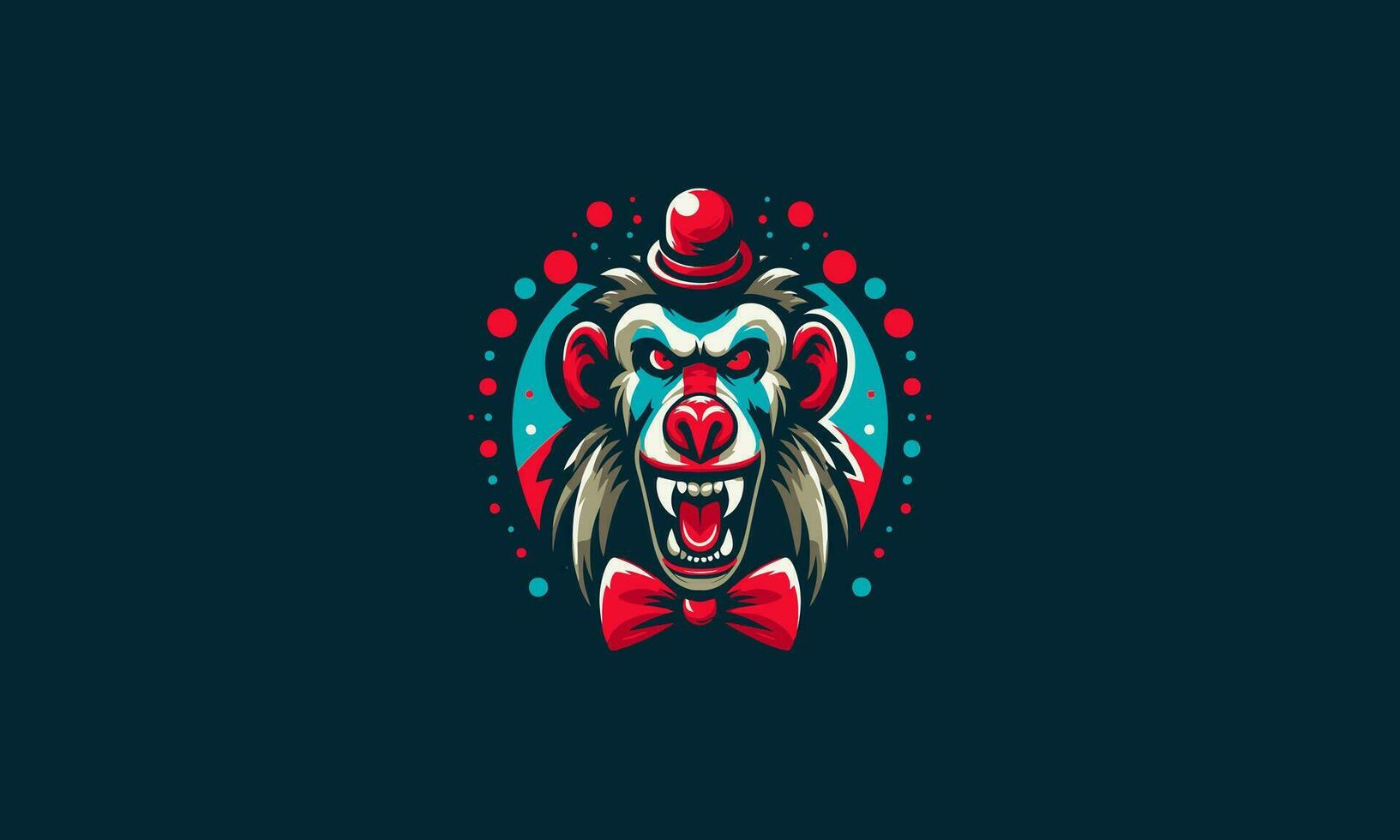 Kopf Pavian Clown Vektor Illustration Maskottchen Design