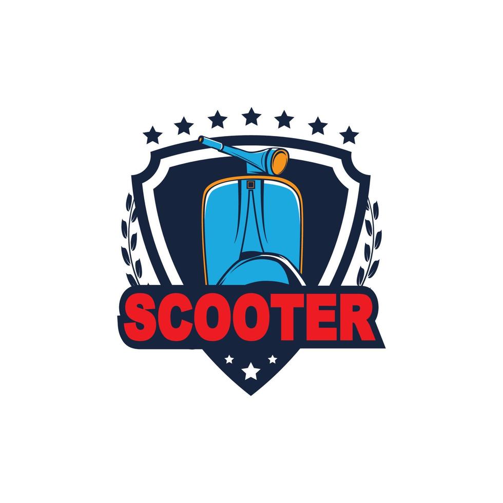 vespa scooter logotyp mall, retro scooter logotyp vintage vektor