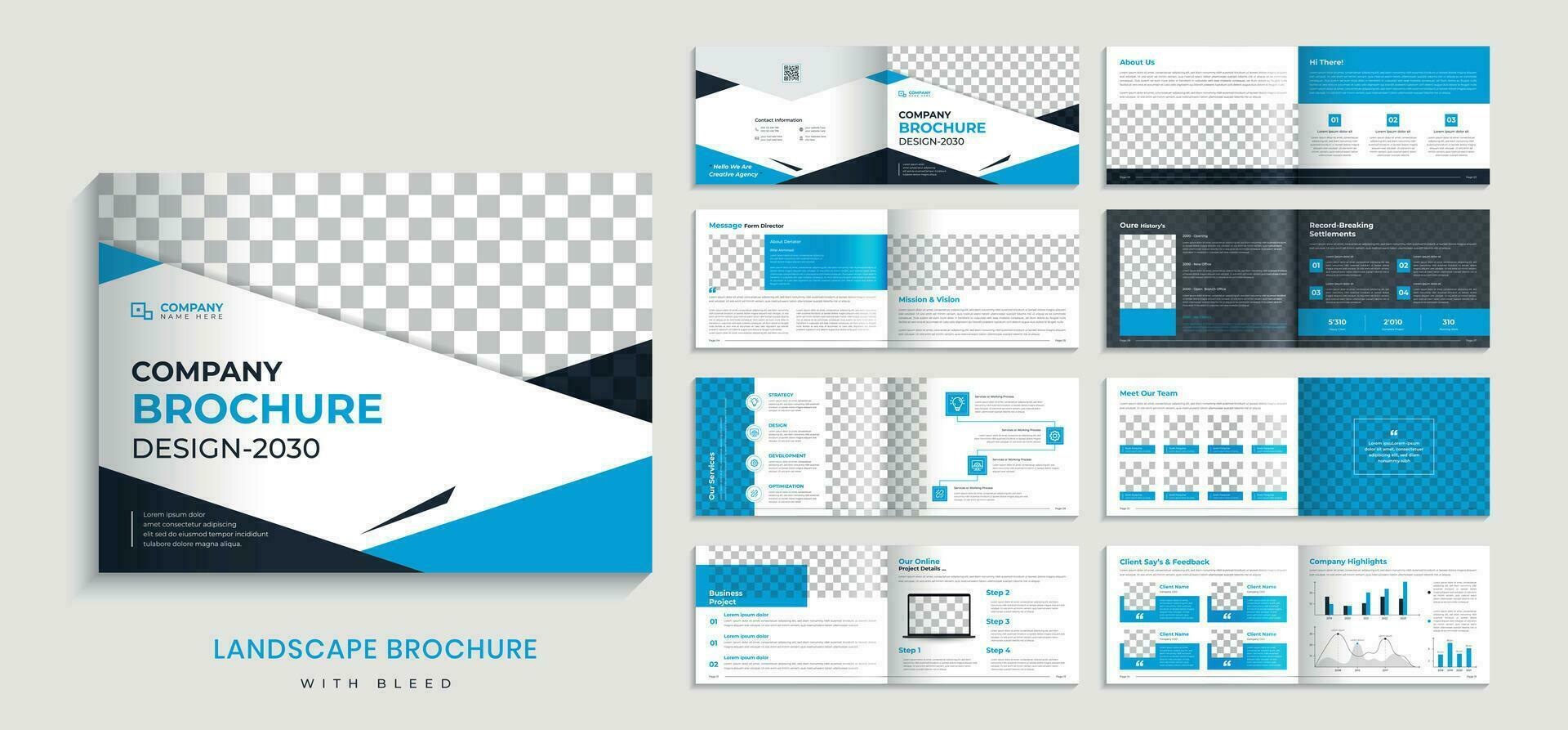 landskap broschyr 16 sida mall, företag portfölj häfte design vektor