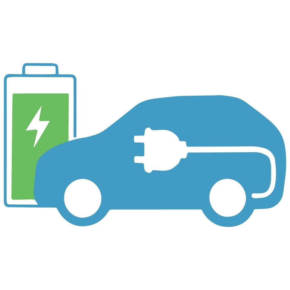 vektor av elektrisk bil laddning batteri ikon ev bil eco vänlig fordon illustration