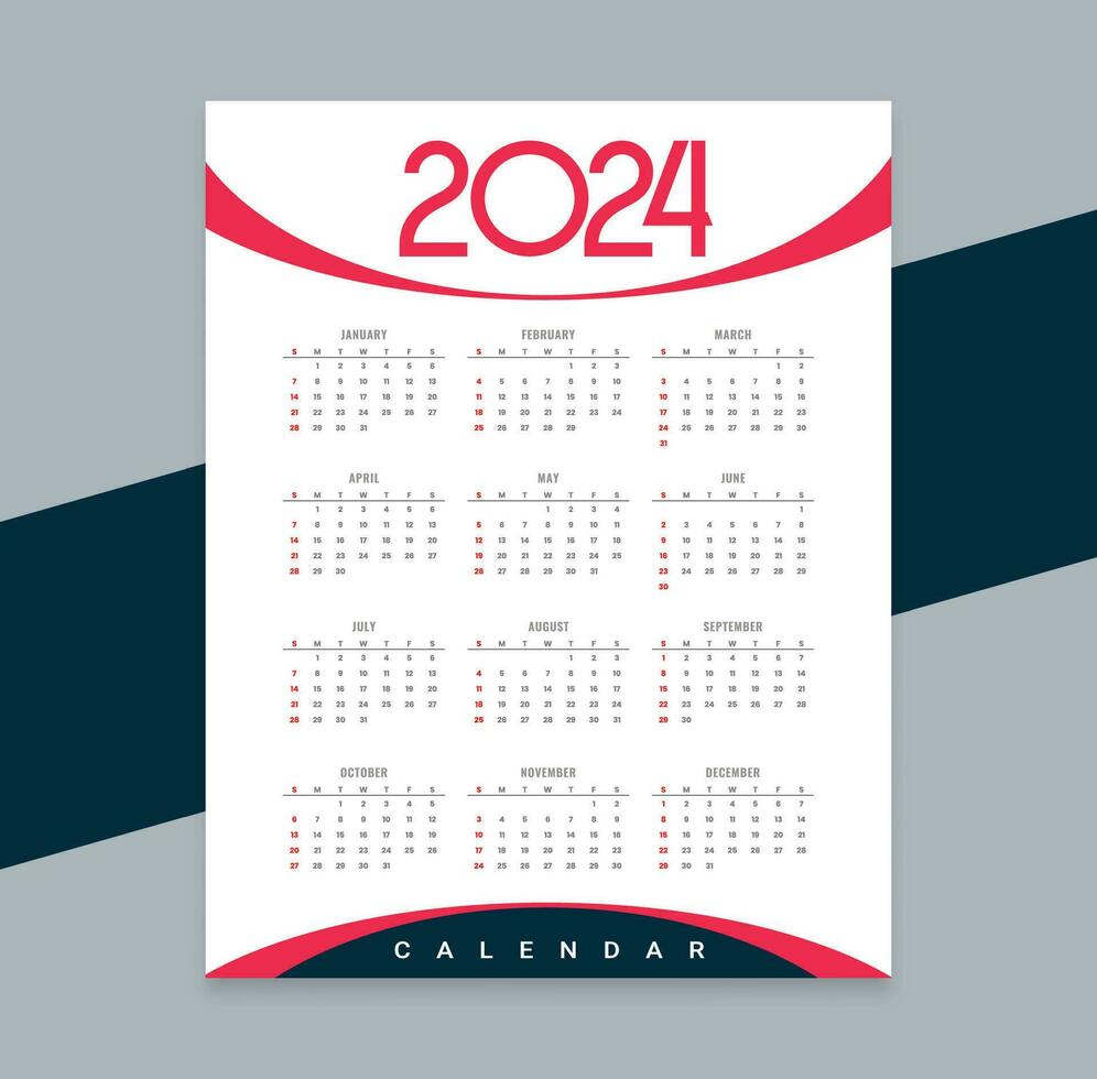 Neu Jahr 2024 Kalender vektor