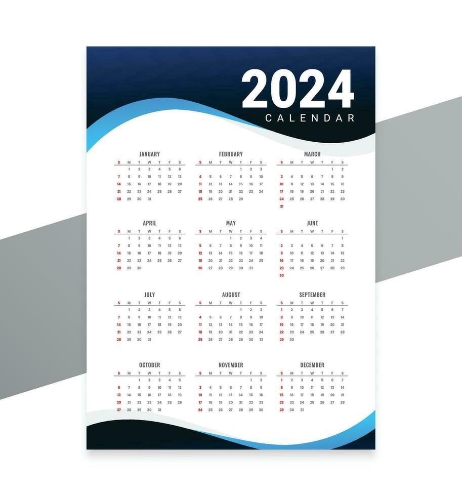Neu Jahr 2024 Kalender vektor