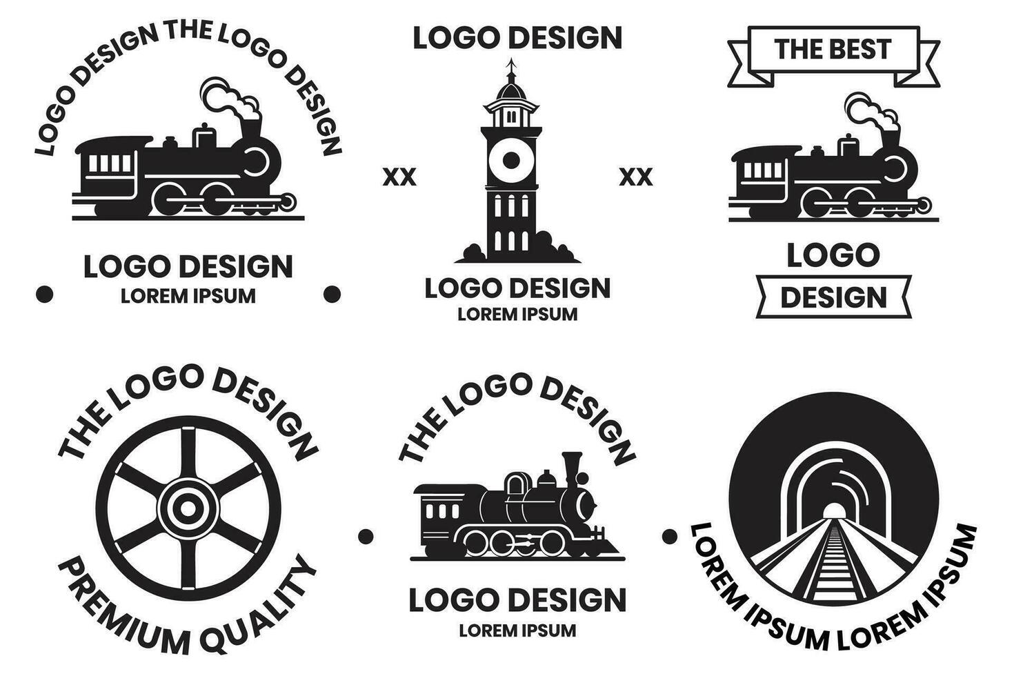 Zug Logo und Zug Reise im Jahrgang Stil vektor