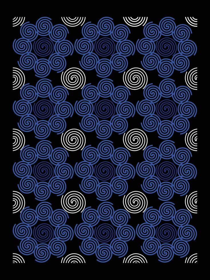 Blau und Weiß farbig Spiral- Kreis drehen Linien dekorativ Vektor Design Muster isoliert auf Vertikale bg. einfach eben Kunst gestylt Zeichnung Vorlage.