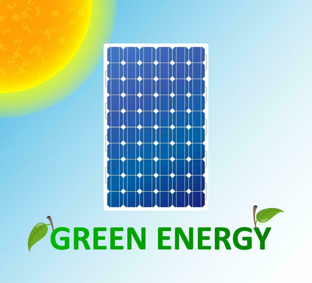 sol- panel alternativ elektricitet källa, begrepp av hållbar Resurser. vektor illustration