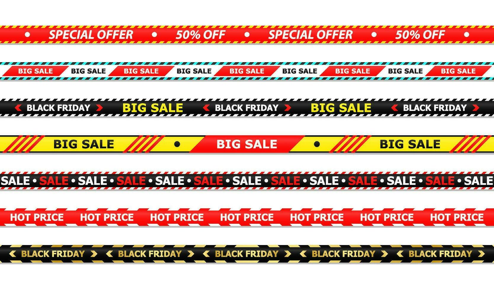 Verkauf groß Verkauf schwarz Freitag Bänder heiß Preis Besondere Angebot vektor