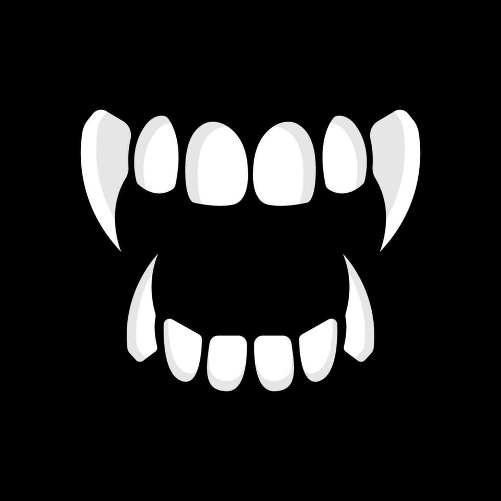 vampyr tänder vektor isolerat på svart bakgrund
