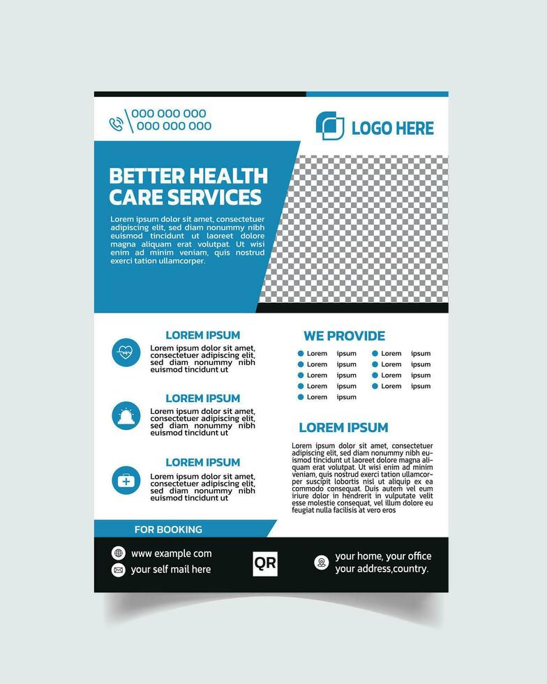 professionell sjukvård flygblad mall, medicinsk flygblad folder medicinsk omslag layout a4 vektor