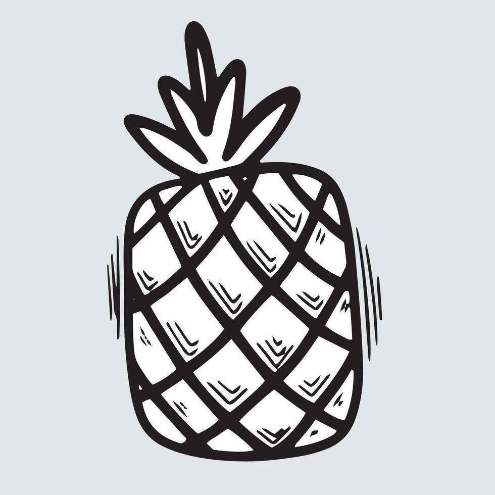 Ananas Hand gezeichnet mit Gekritzel Stil Illustration. vektor