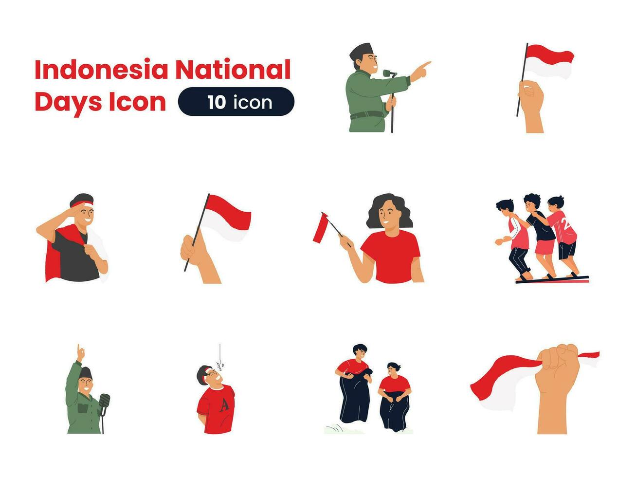 indonesien nationell dagar ikon vektor