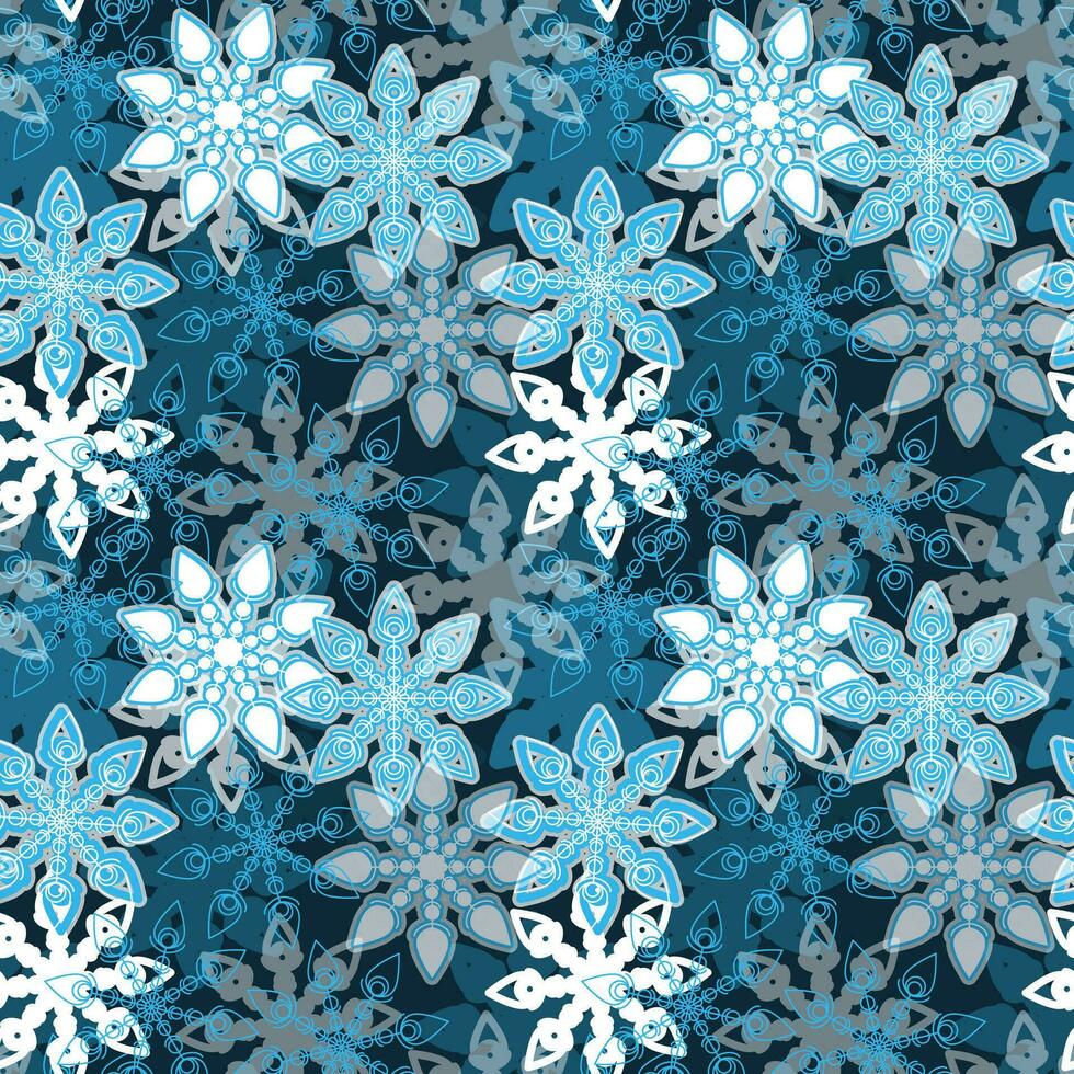 Vektor nahtlos Muster mit Blau Schneeflocken. nahtlos Weihnachten Design Hintergrund.