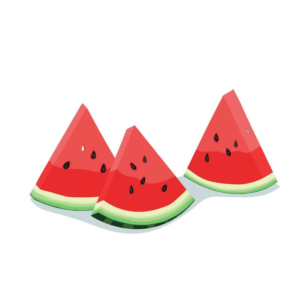 vattenmelon triangel skivor vektor illustration isolerat på vit bakgrund