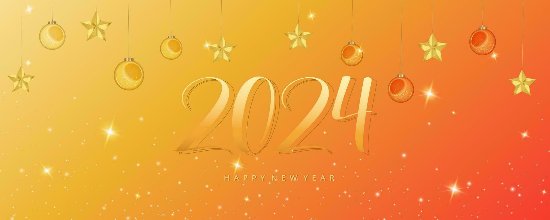 ny år och tal 2024 bakgrund. firande ny år eve med dekoration . baner eller hälsning kort för glad jul och Lycklig ny år. vektor illustration