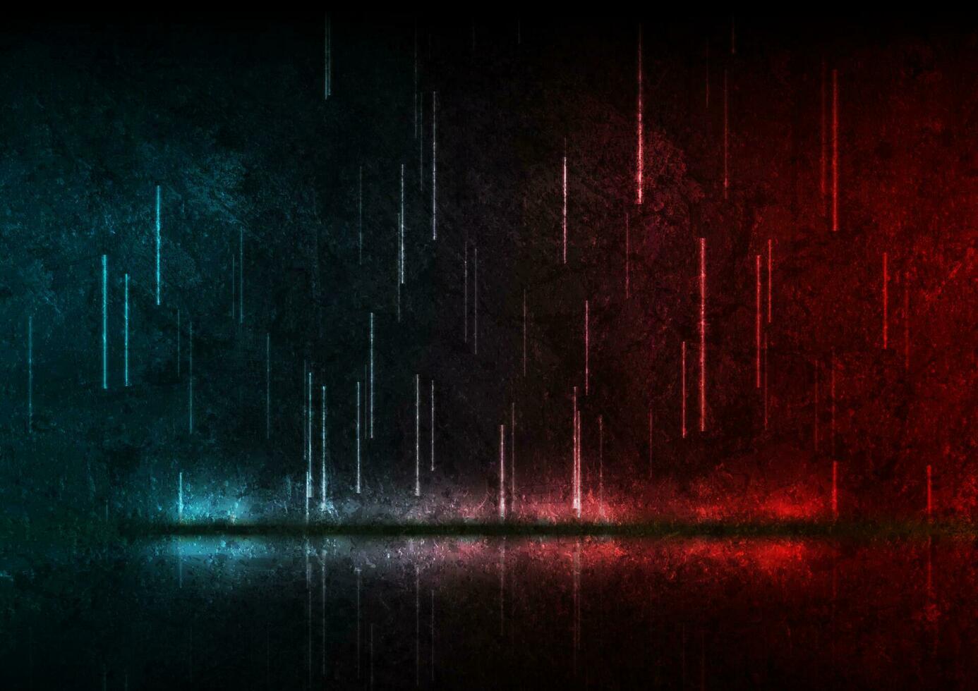 abstrakt Neon- Laser- Regen auf dunkel rot Blau Grunge Hintergrund vektor