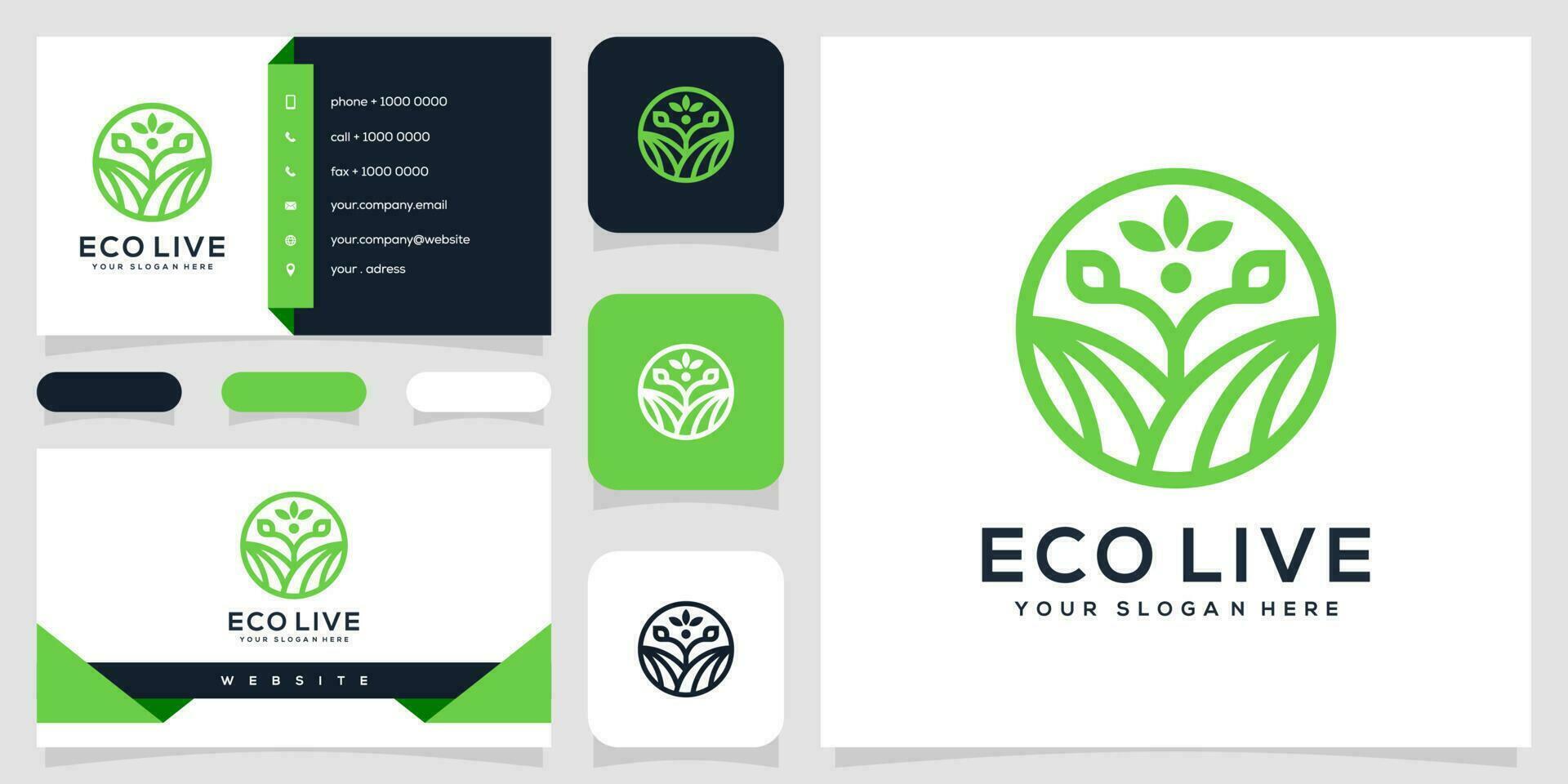 ecolive Logo, Geschäft Karte und Geschäft Karte Vorlage vektor